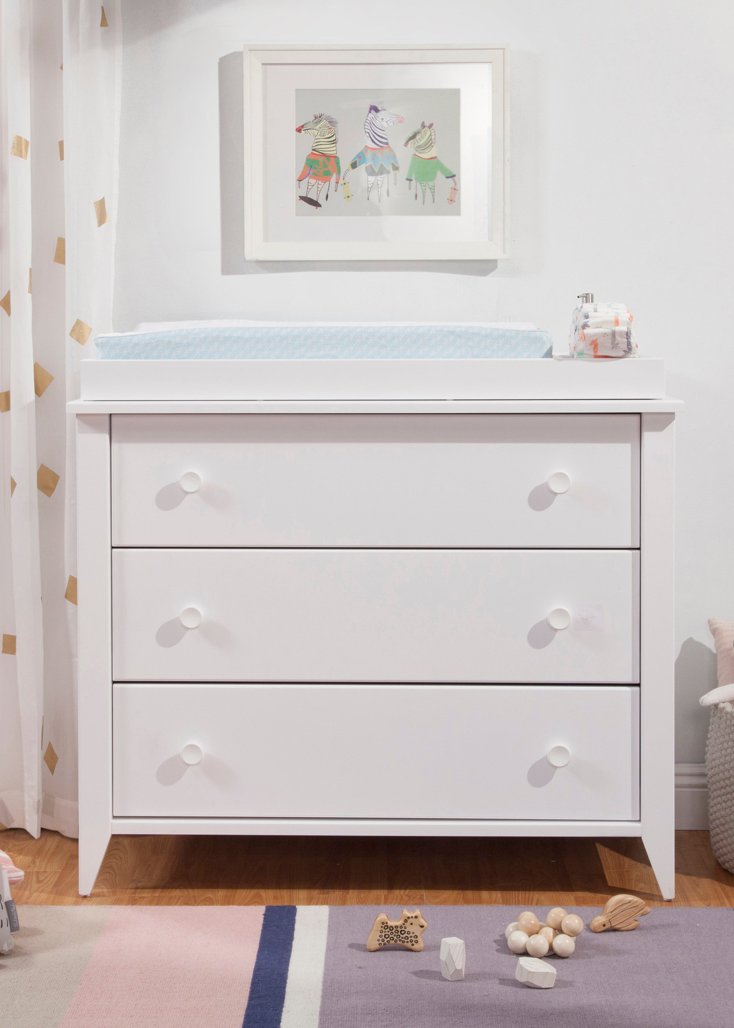 Baby dresser with outlet removable changing table