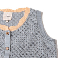 SHELL COLLAR KNIT VEST - LIGHT BLUE