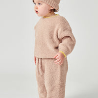 FUZZY BOXY LOUNGE PANTS - PECAN