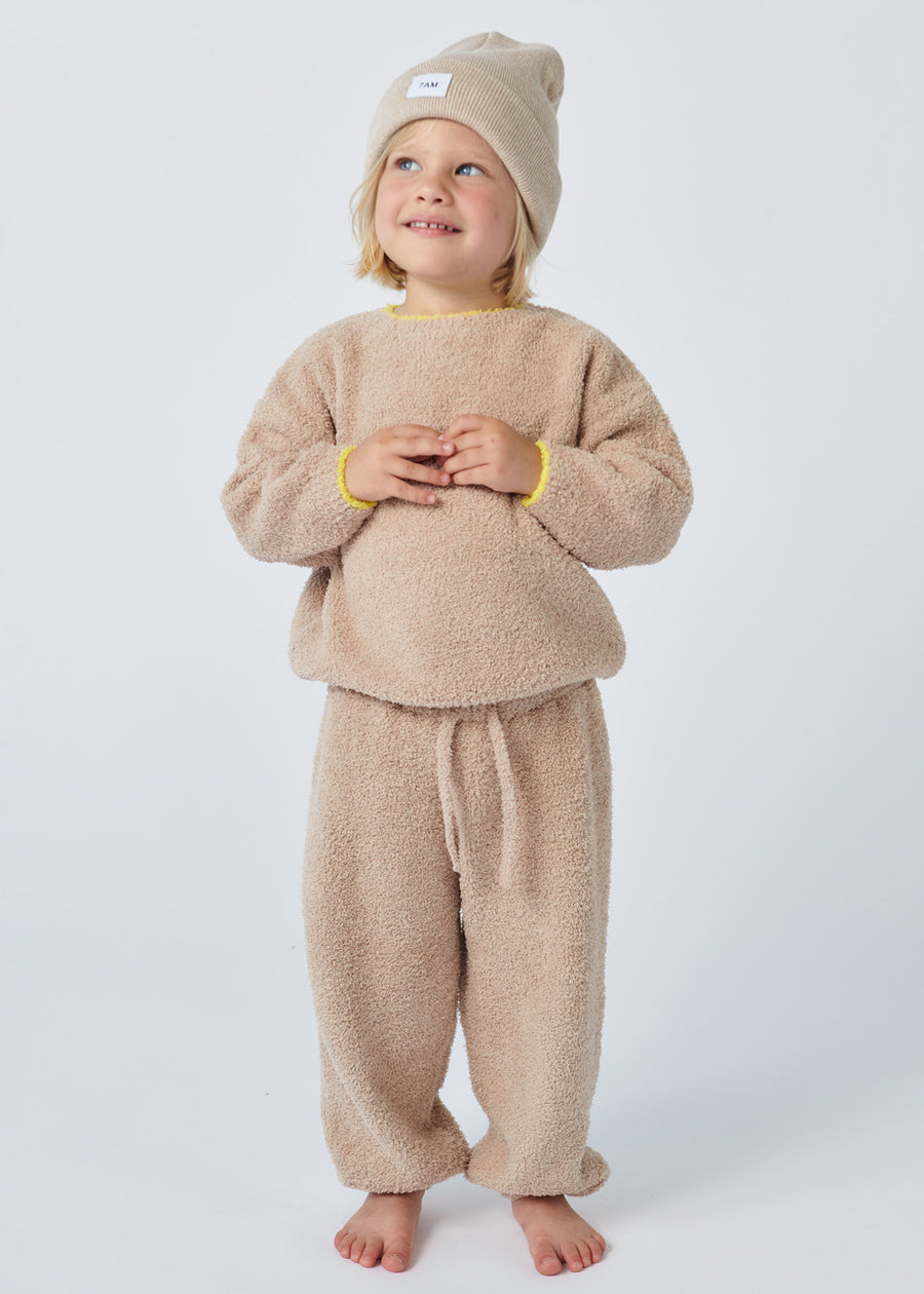 FUZZY BOXY LOUNGE PANTS - PECAN