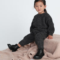 FUZZY BOXY LOUNGE PANTS - BLACK MELANGE