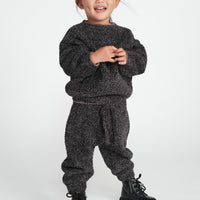 FUZZY BOXY LOUNGE PANTS - BLACK MELANGE