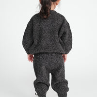 FUZZY BOXY LOUNGE PANTS - BLACK MELANGE