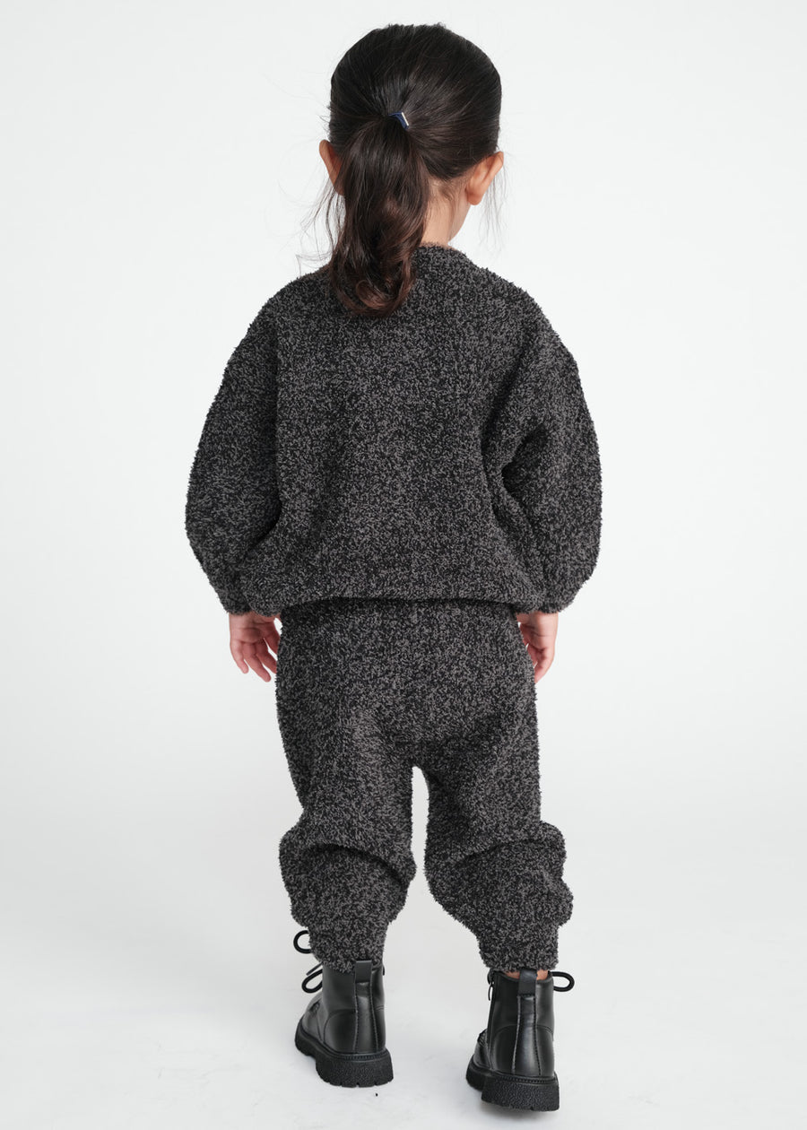 FUZZY BOXY LOUNGE PANTS - BLACK MELANGE