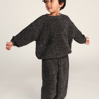 FUZZY BOXY LOUNGE PANTS - BLACK MELANGE