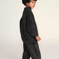 FUZZY BOXY LOUNGE PANTS - BLACK MELANGE