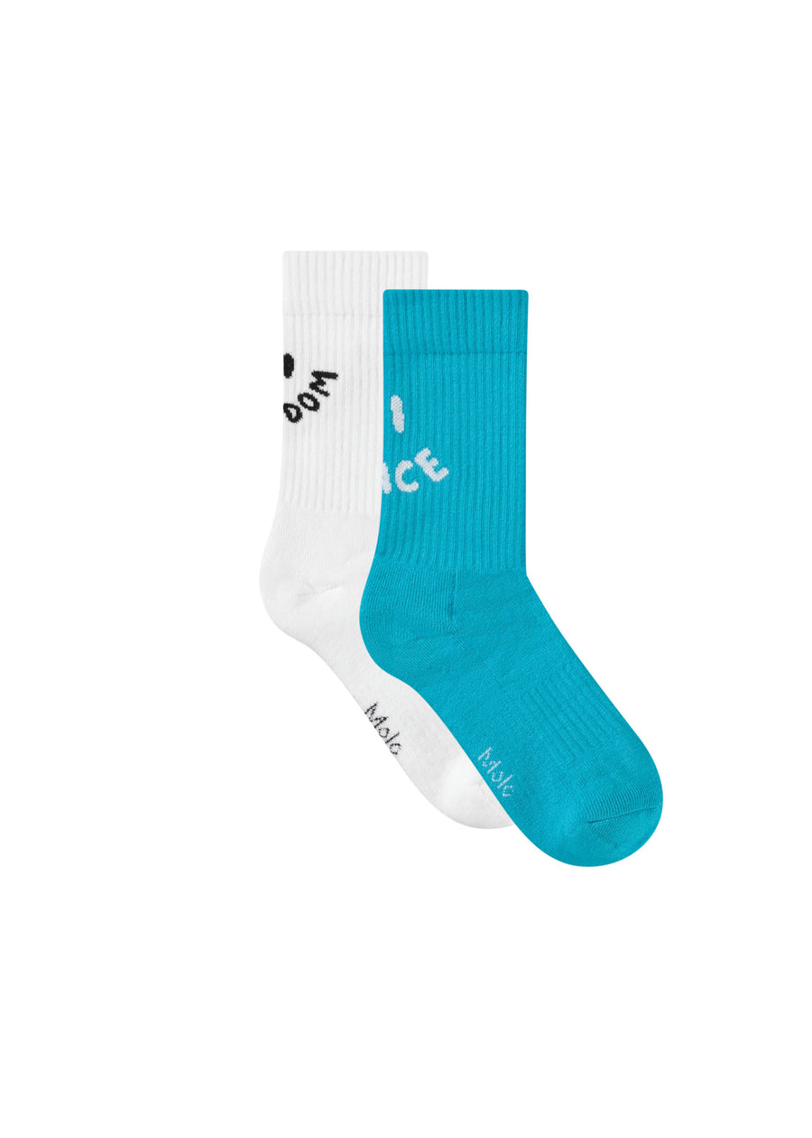 NORMAN SOCKS - 2 PACK - WHITE/BLUE