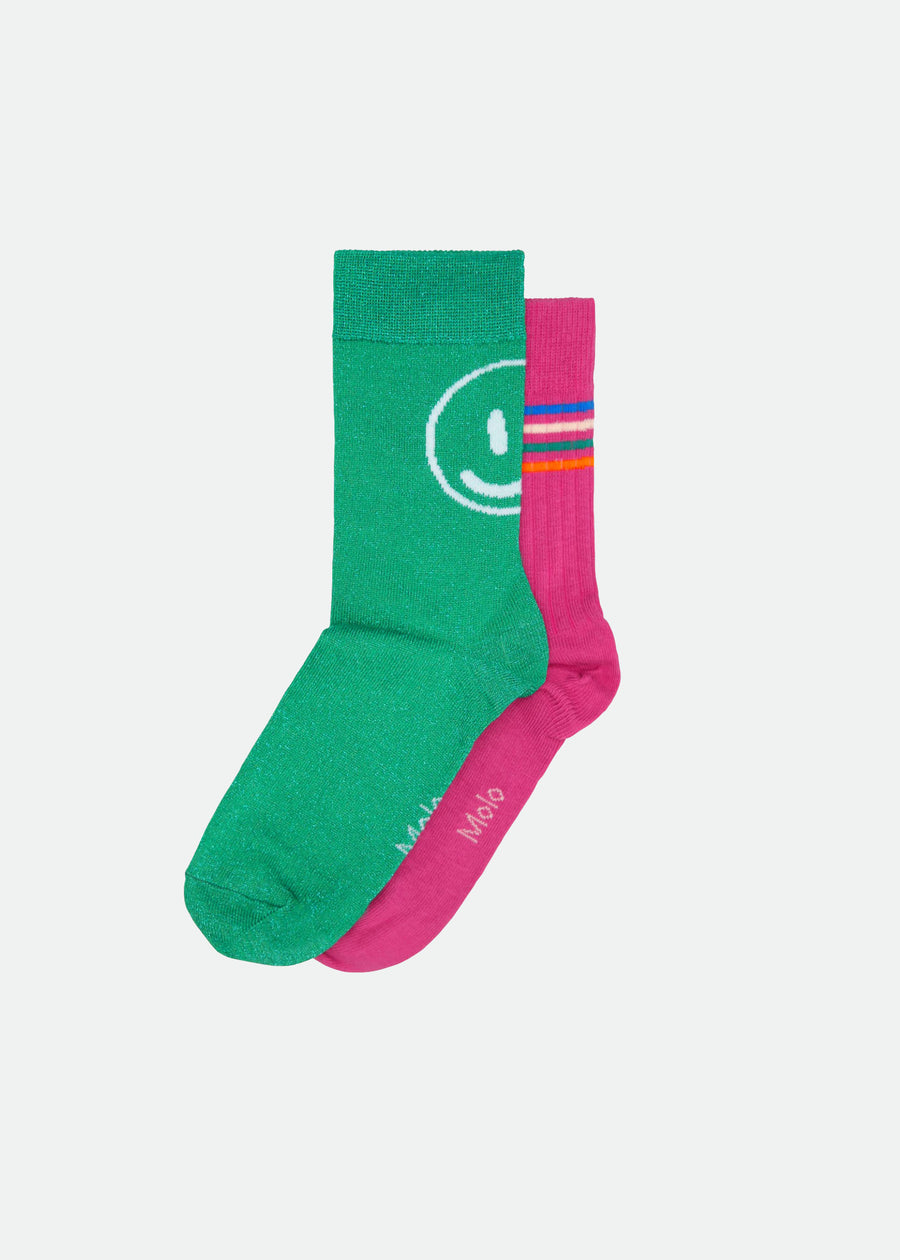 NOMI SOCKS - 2 PACK - DARK ROSE/GREEN