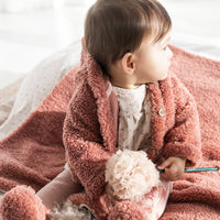 FUZZY COZY BLANKET - BERRY GAUZE