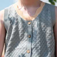 SHELL COLLAR KNIT VEST - LIGHT BLUE