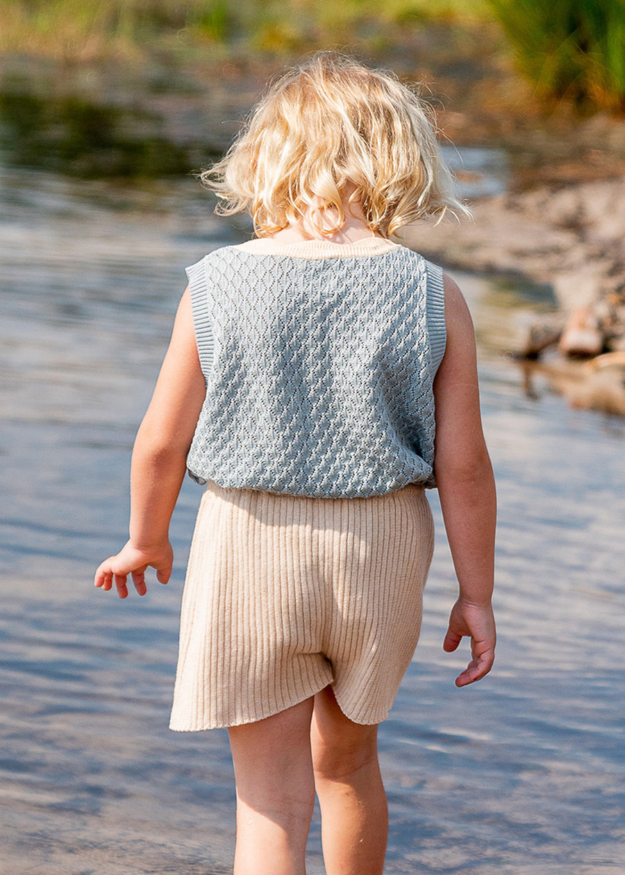 SHELL COLLAR KNIT VEST - LIGHT BLUE