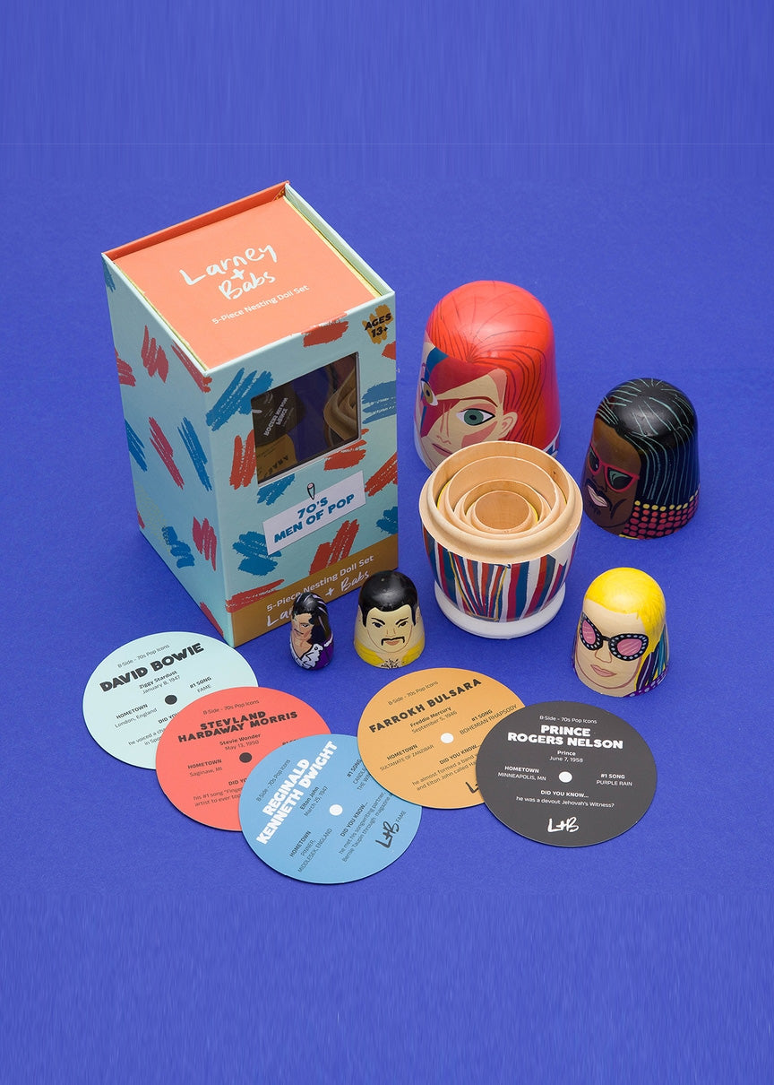 70'S MEN OF POP WOODEN NESTING DOLL SET