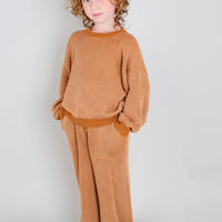 TWO TONE RIB KNIT SET - RUST