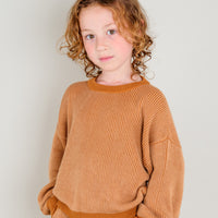 TWO TONE RIB KNIT SET - RUST