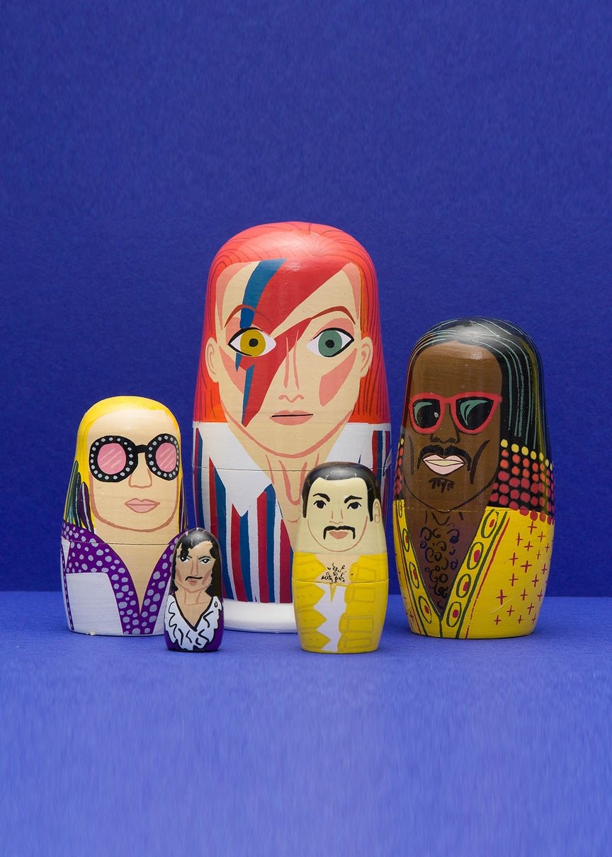 70'S MEN OF POP WOODEN NESTING DOLL SET