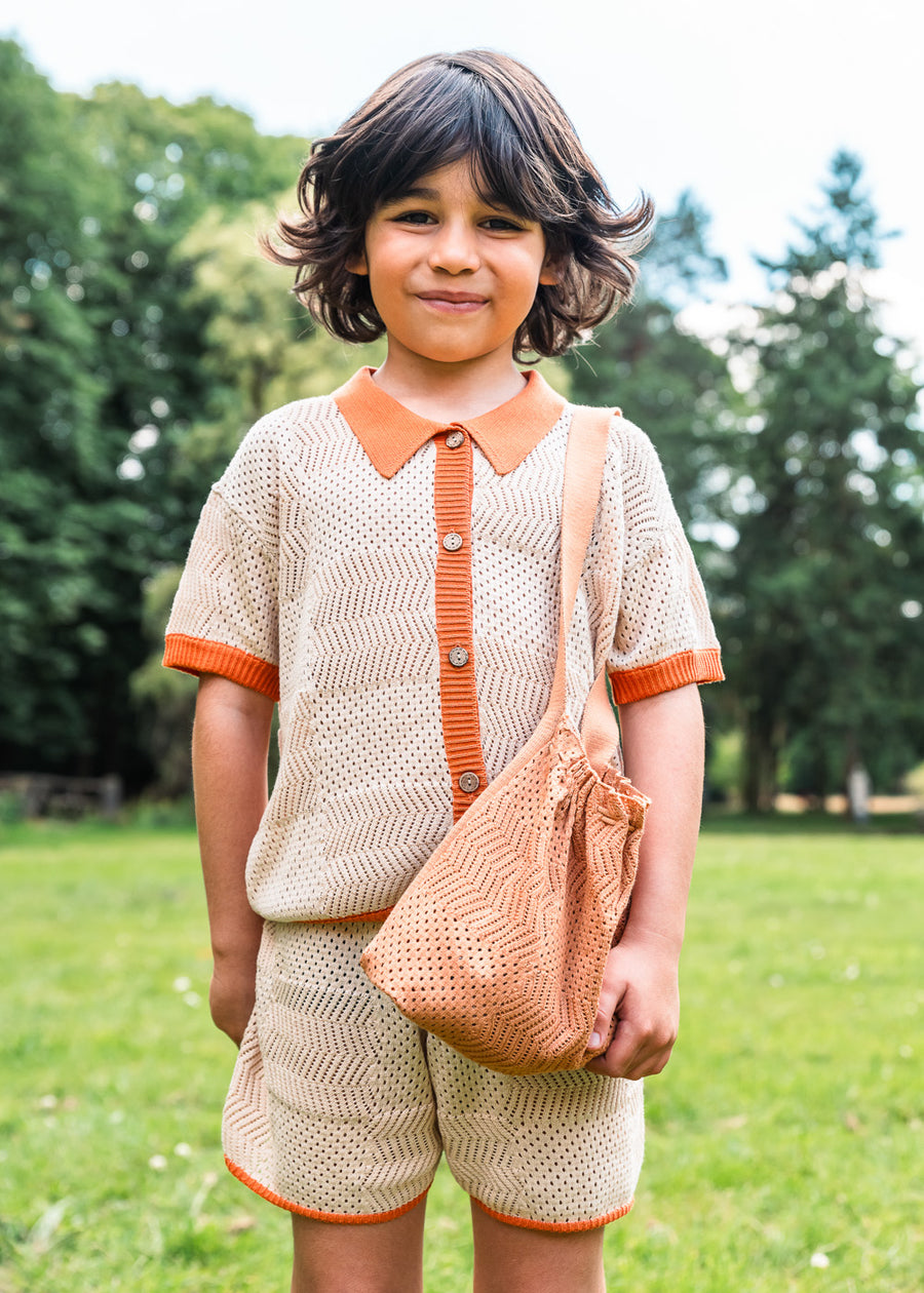 KNIT CROCHET BAG - CREAM