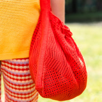 KNIT CROCHET BAG - RED