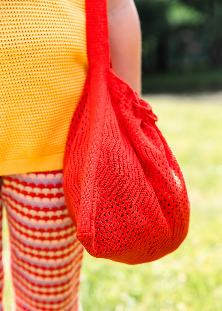 KNIT CROCHET BAG - RED