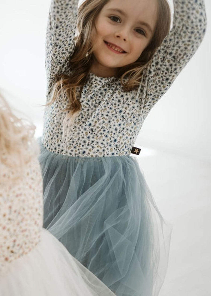 VINTAGE FLOWER TUTU DRESS - BLUE – eggy