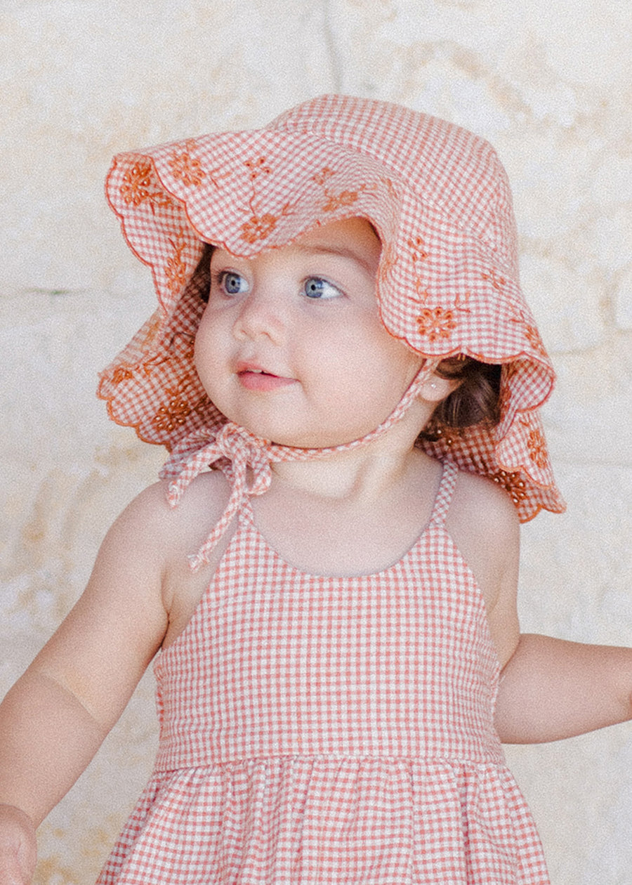 GINGHAM FLOPPY SUN HAT