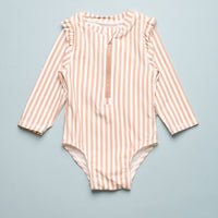 STRIPED RUFFLE SWIMSUIT