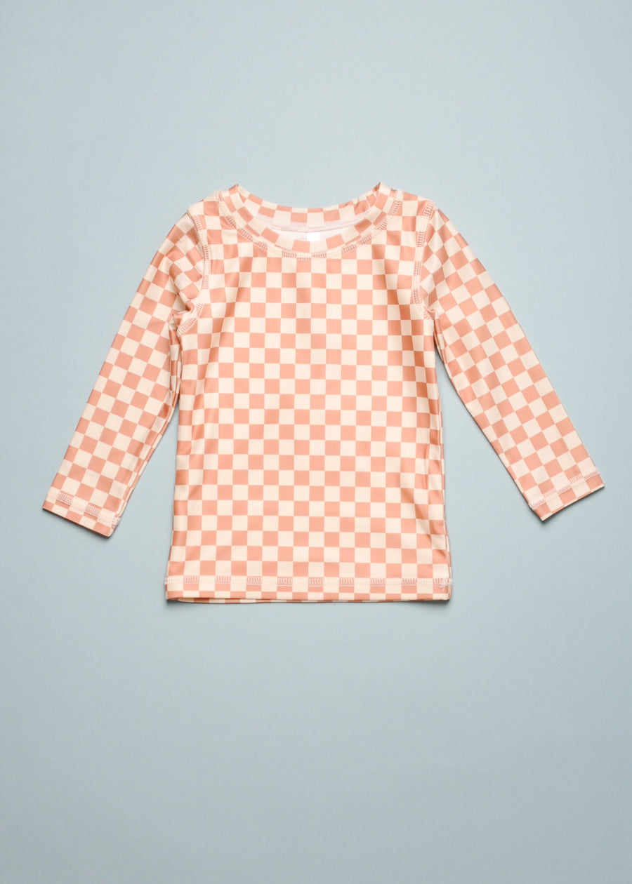 CHECKERED RASHGUARD SET - BUTTERSCOTCH