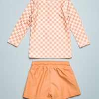 CHECKERED RASHGUARD SET - BUTTERSCOTCH