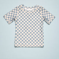 CHECKERED RASHGUARD SET - BLUE GREEN