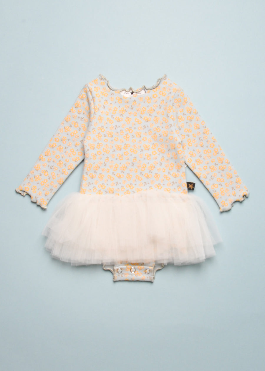 VINTAGE FLOWER BABY TUTU DRESS - LIGHT BLUE