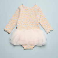 VINTAGE FLOWER BABY TUTU DRESS - LIGHT BLUE