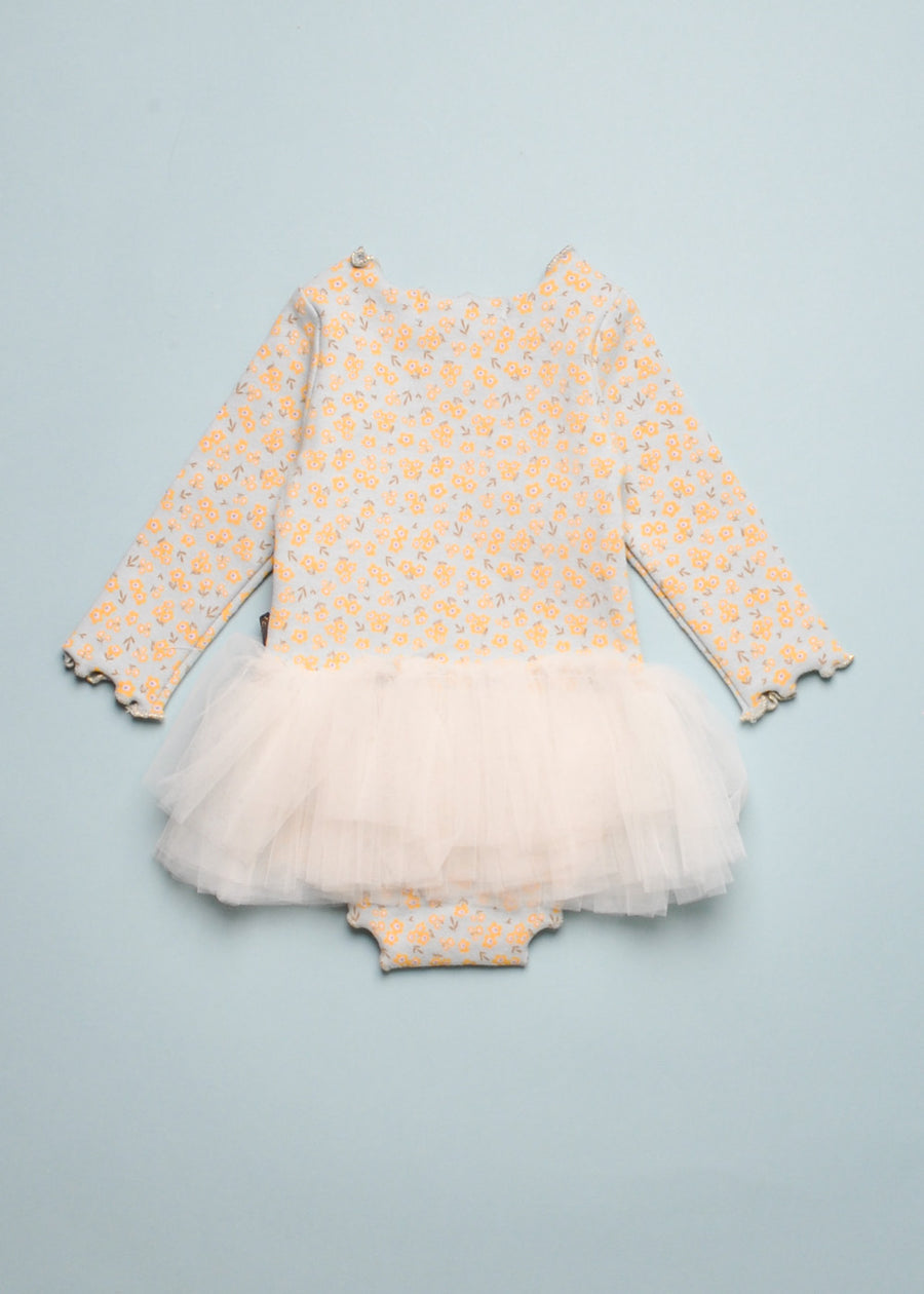 VINTAGE FLOWER BABY TUTU DRESS - LIGHT BLUE