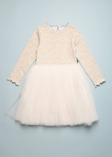 VINATGE FLOWER TUTU DRESS - LIGHT BLUE