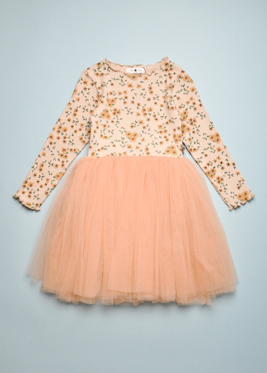 VINTAGE FLOWER TUTU DRESS - YOYO BEIGE