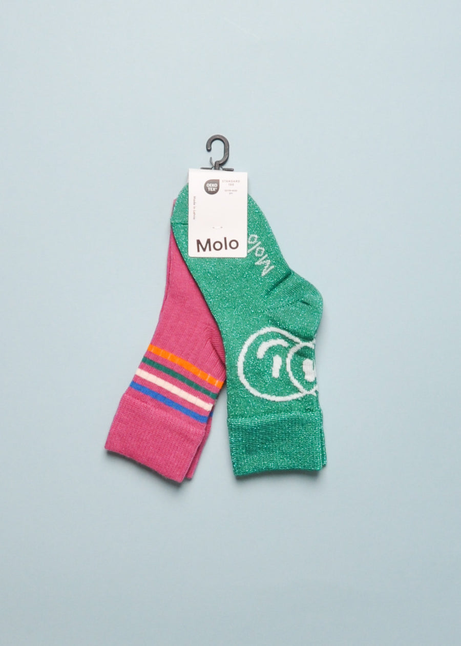 NOMI SOCKS - 2 PACK - DARK ROSE/GREEN