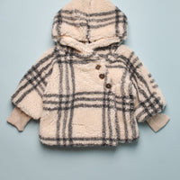 VALENTI PLAID FURRY HOOID JACKE