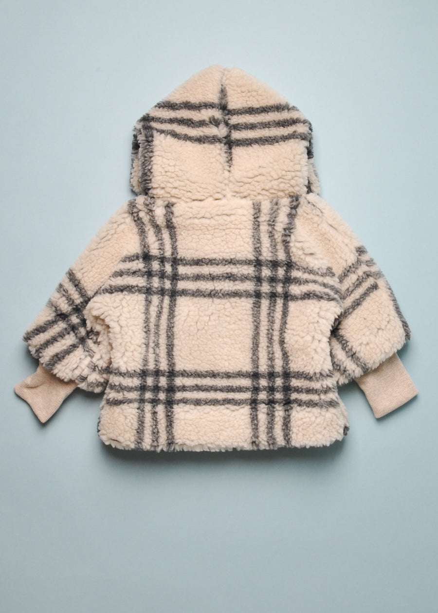 VALENTI PLAID FURRY HOOID JACKE