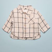 CHECK BABY BUTTON DOWN - NATURAL/CHARCOAL