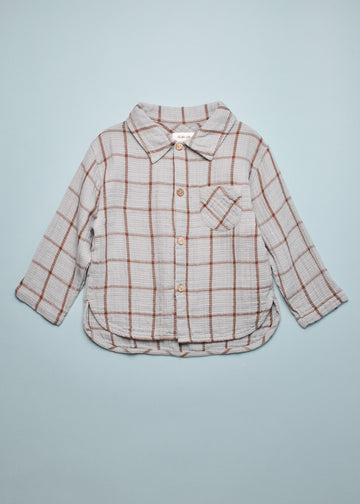 CHECK BUTTON DOWN- SLATE/COCOA