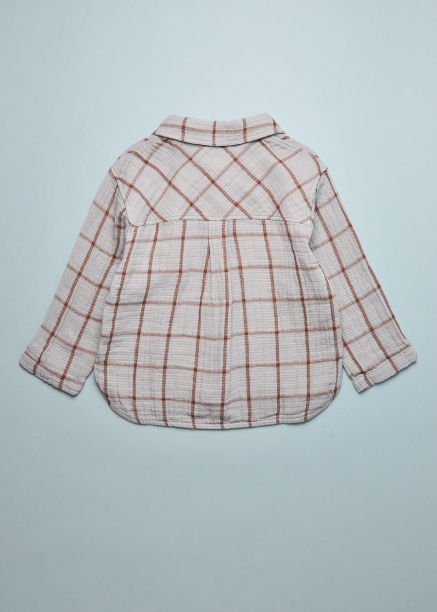 CHECK BUTTON DOWN- SLATE/COCOA