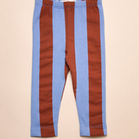 BLOCK STRIPE LEGGINGS - BLUE/CHOCOLATE