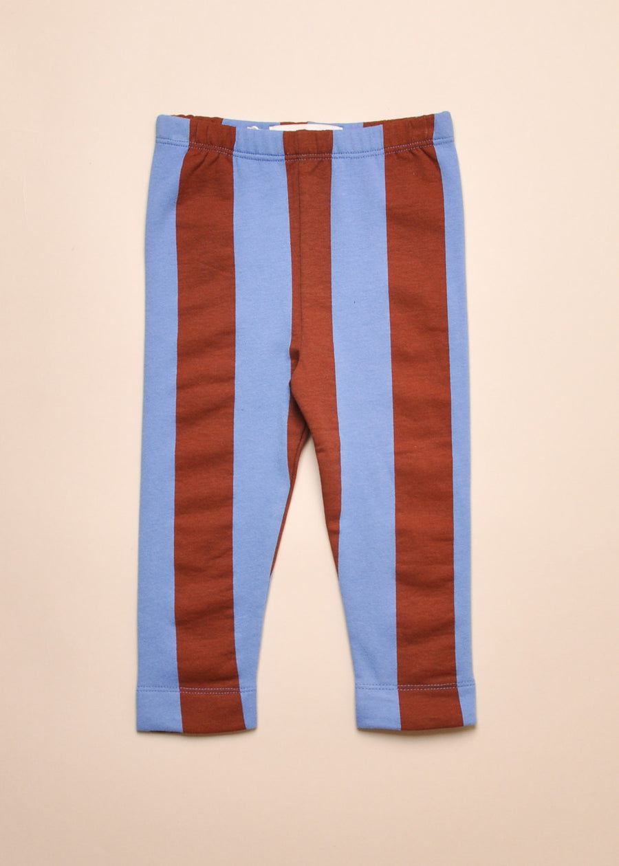 BLOCK STRIPE LEGGINGS - BLUE/CHOCOLATE