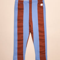 BLOCK STRIPE LEGGINGS - BLUE/CHOCOLATE