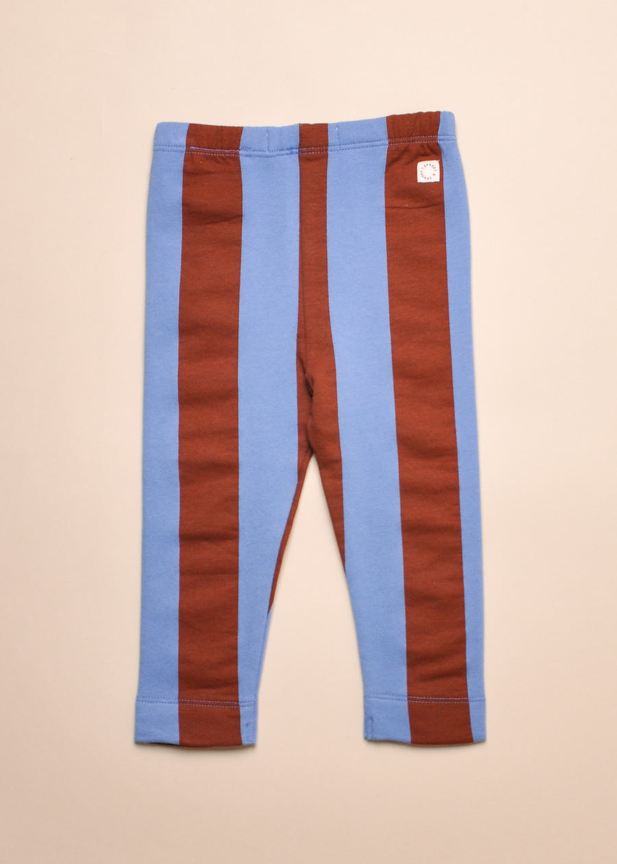 BLOCK STRIPE LEGGINGS - BLUE/CHOCOLATE