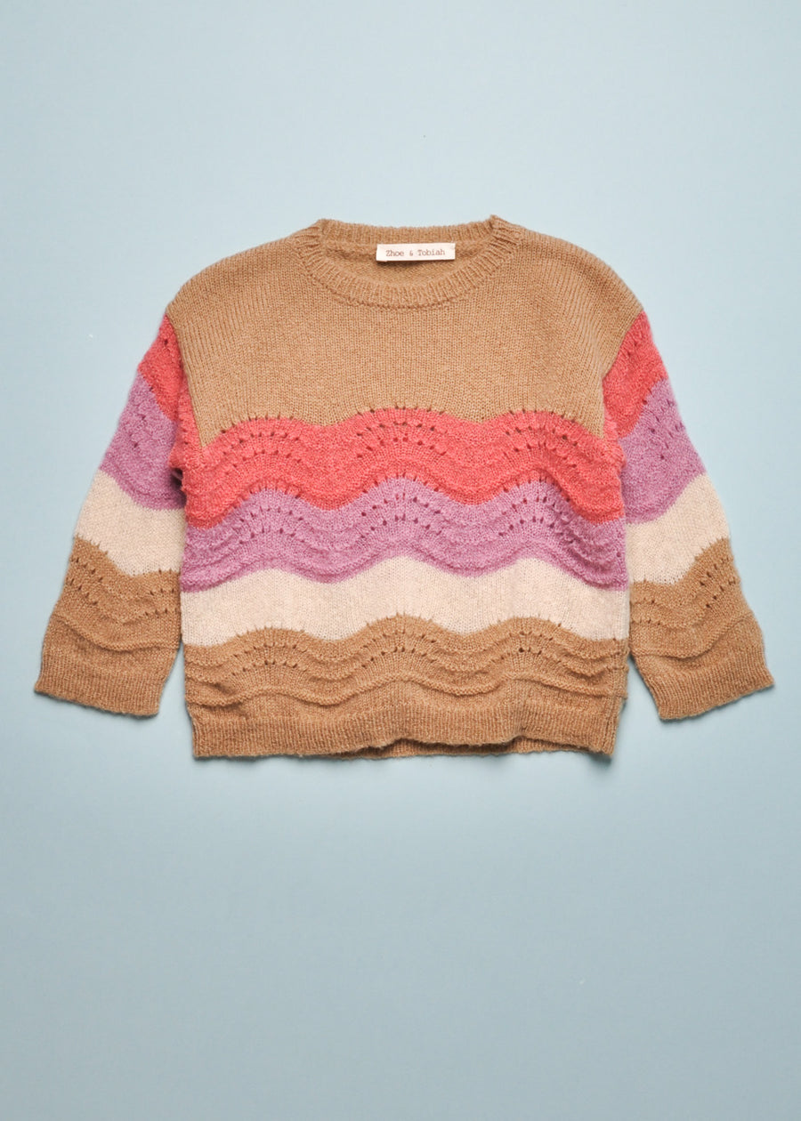 CROCHET SWEATER - CAPPUCCINO/MAUVE