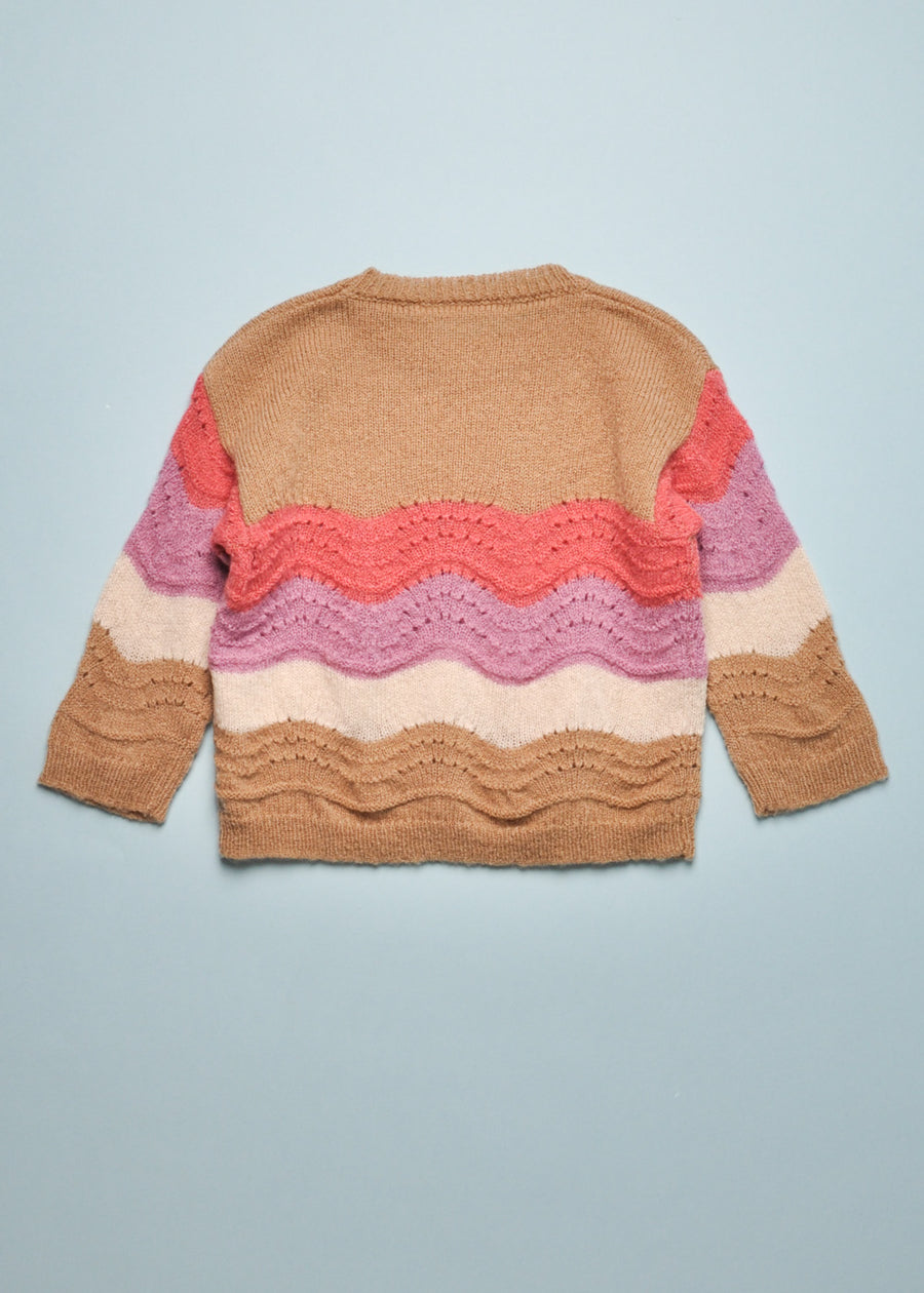 CROCHET SWEATER - CAPPUCCINO/MAUVE