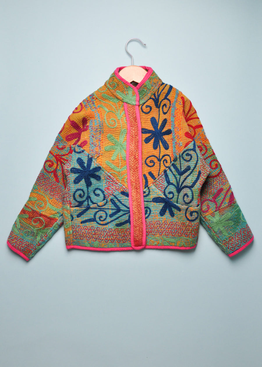 KANTHA JACKET - MULTI PINK/AQUA