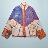 KANTHA JACKET - MULTI RED/BLUE