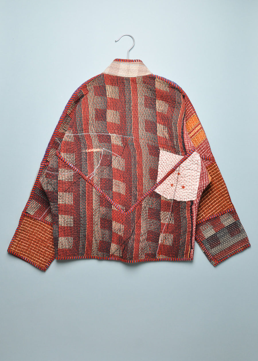 KANTHA JACKET - MULTI RED/BLUE