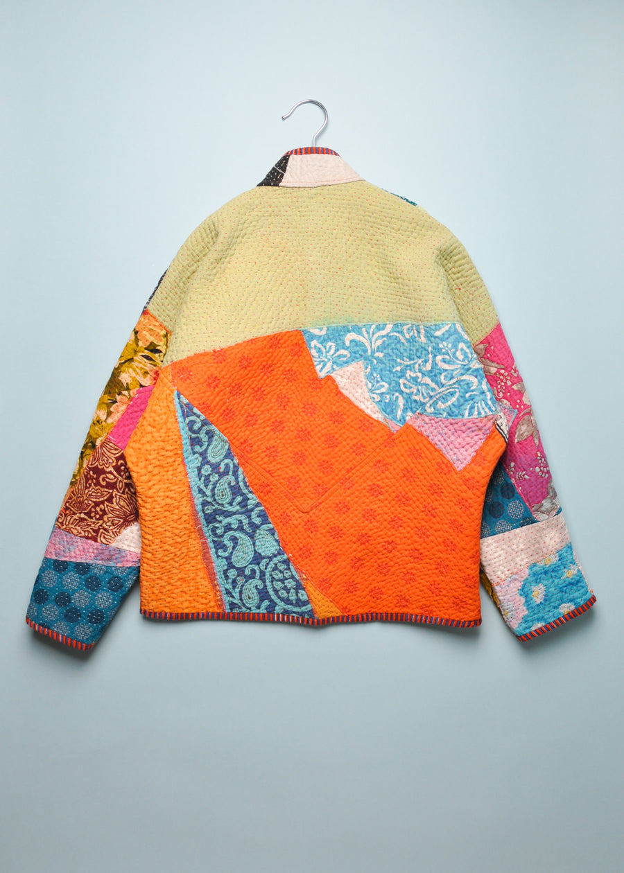 KANTHA JACKET - MULTI RED/BLUE