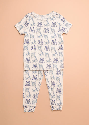 BLUE CORGIS BAMBOO PJ SET